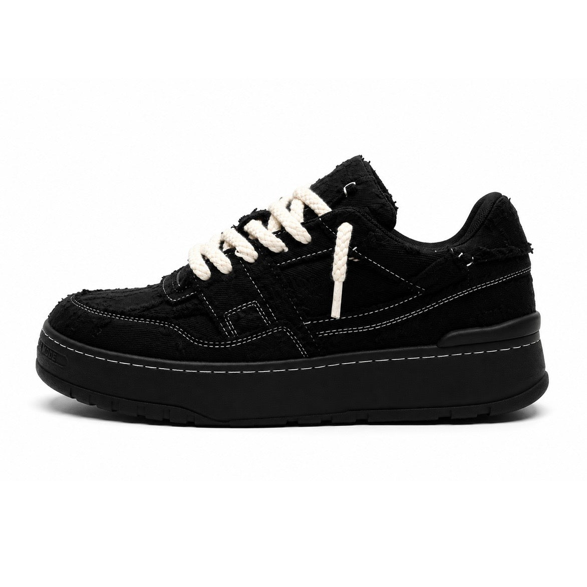 【再入荷】ダメージブラック厚底スニーカー(5.0cm UP)mry002415