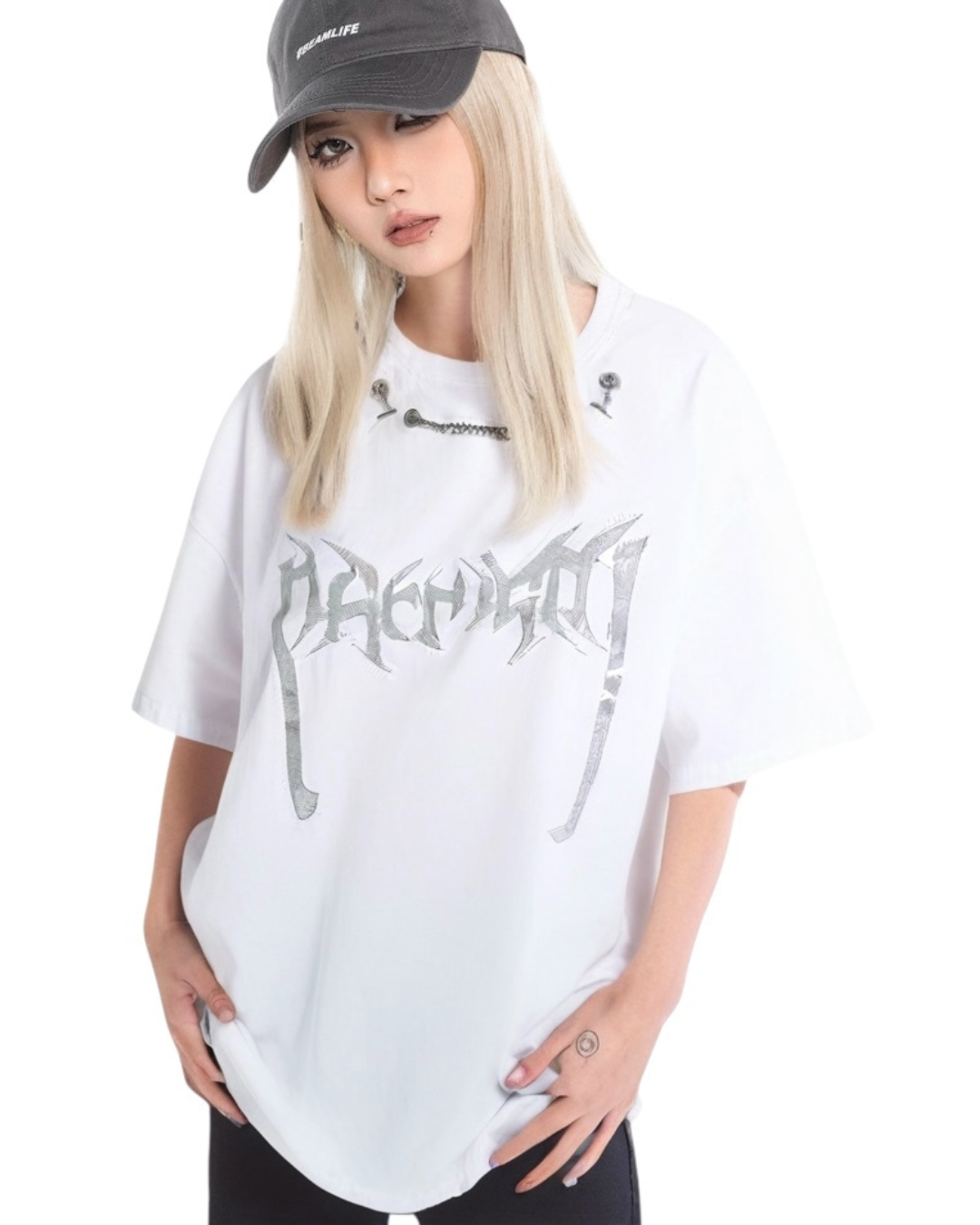 【リピート続出 /2color / Unisex】Vortex Chain Print T-Shirt mry001641