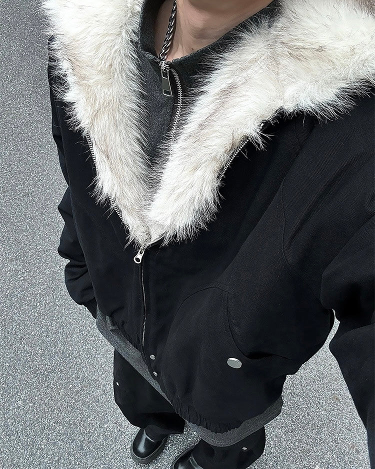 『※限定価格/SNS大人気アウター⚡️』【2color】 Unisex Edge Line Boa Jacket mry001614 Warm Fur Trim Zip Jacket mry001794