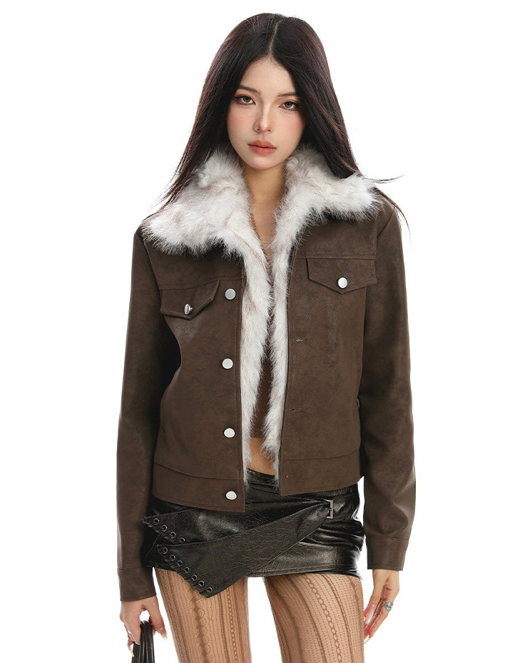 Faux Fur Leather Jacket mry002072