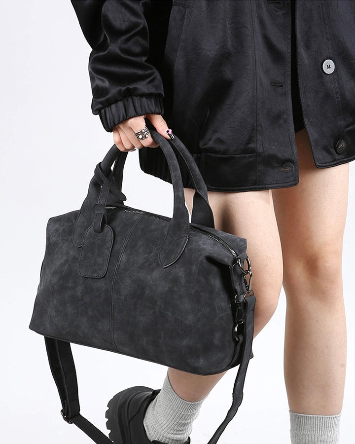 Washed Leather Boston Bag mry002316
