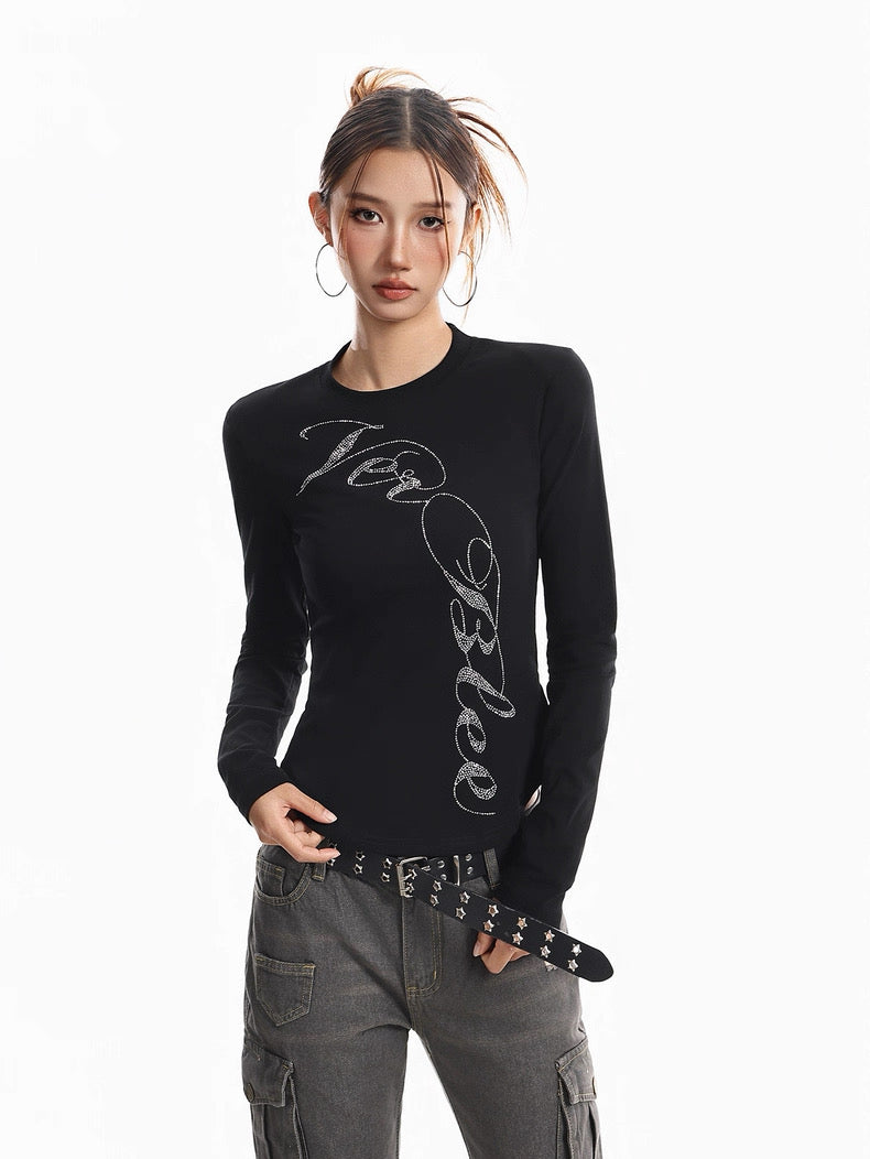 Glitter Logo Fitted Top mry002280