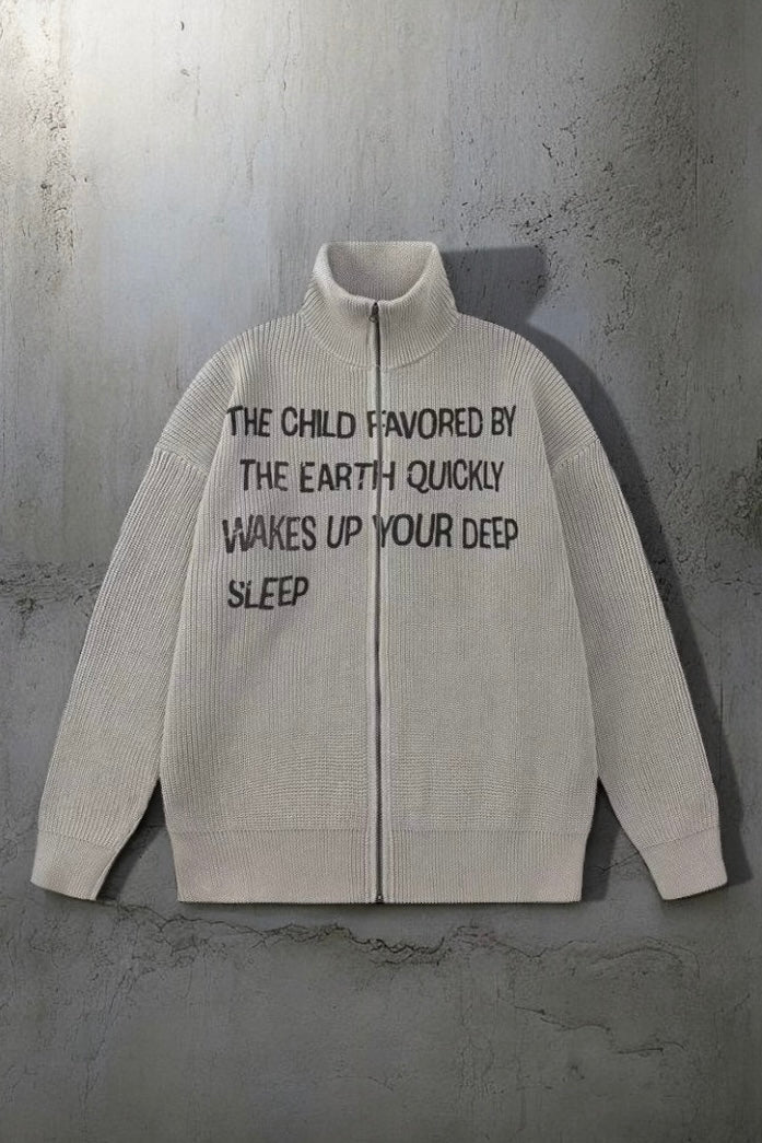 【2color】Lettering High Neck Knit Jacket mry001830