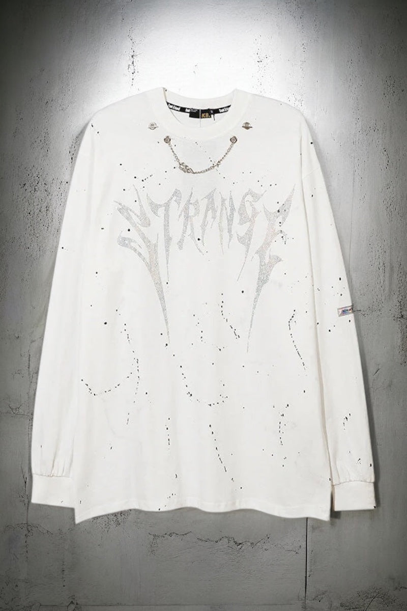 【2color】Punk Chain Detail Long T-Shirt mry001640