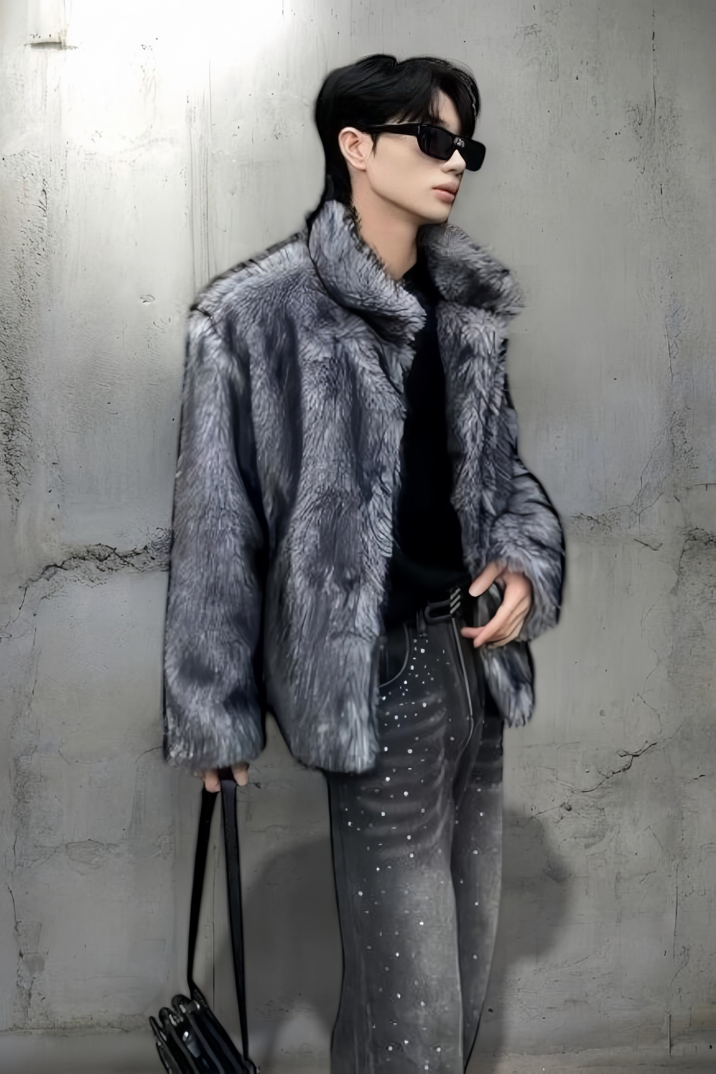 Ash/Gray Brown Mixed Faux Fur Jacket mry001983