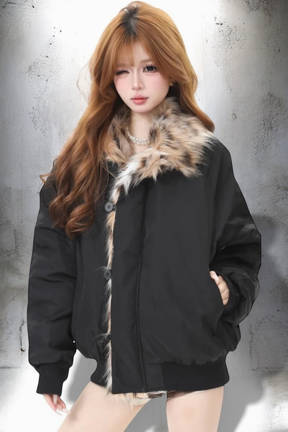 Faux Fur Collar Puffer Jacket mry002020