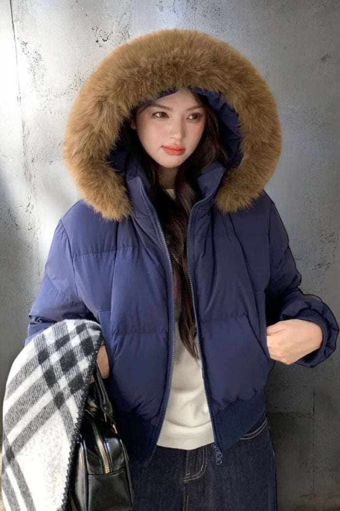 【爆安】Short Puffer Food Fur Jacket mry001966