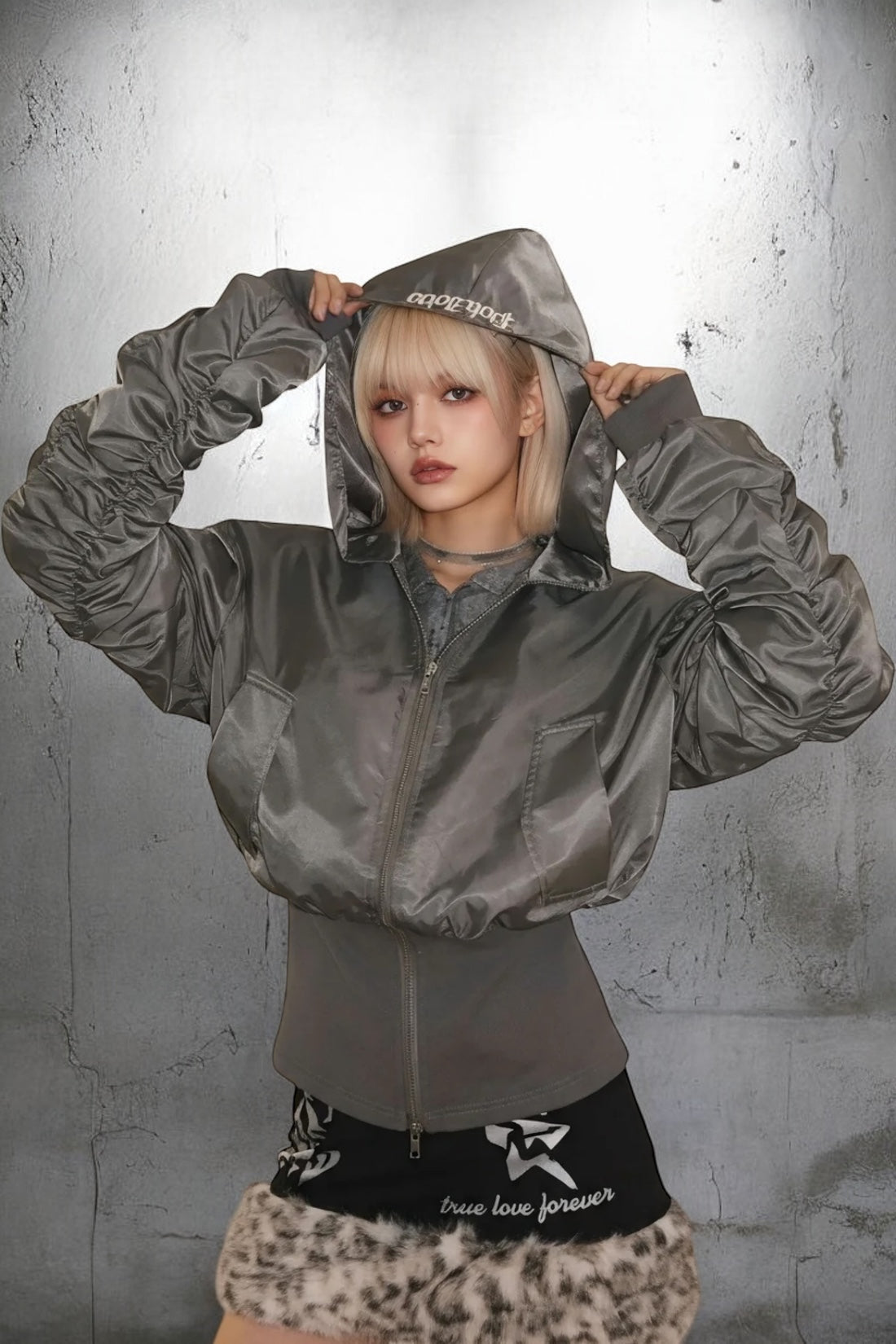 Gothic Hooded Bomber Jacket mry001986
