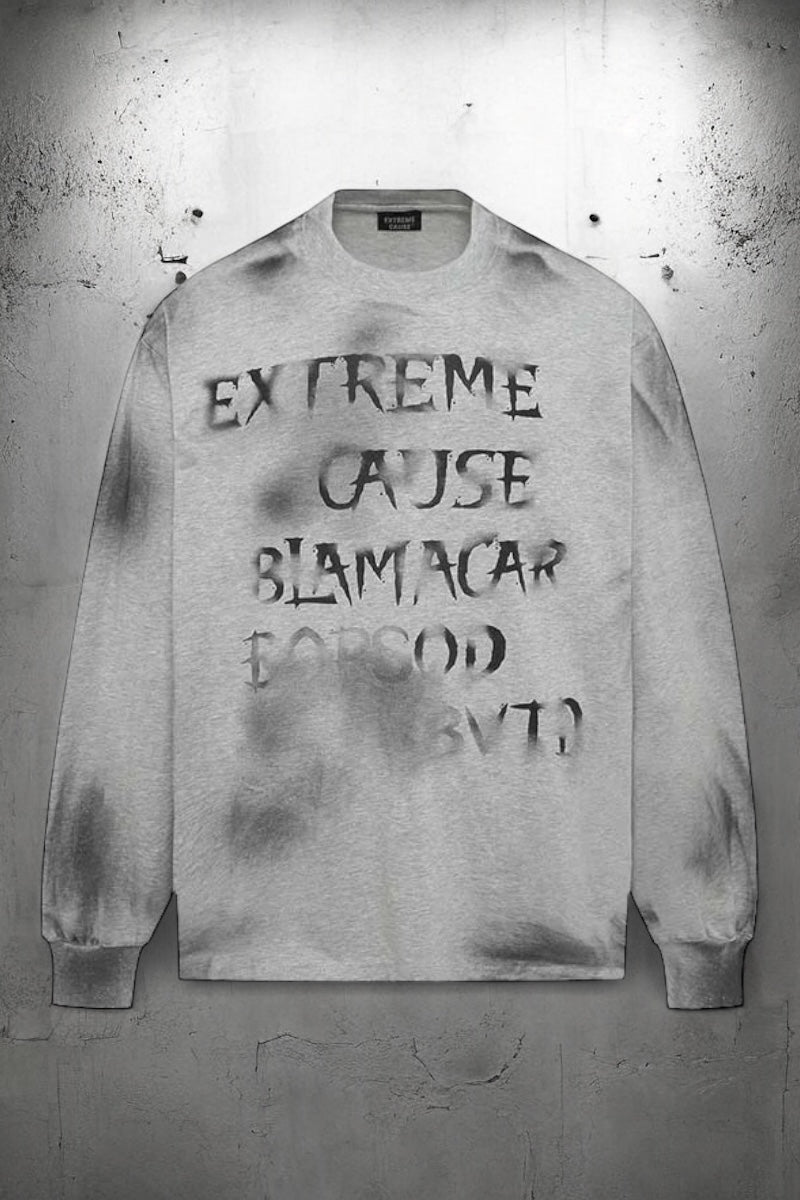 【3color】Spray Stencil Print Long Sleeve Tee mry001843