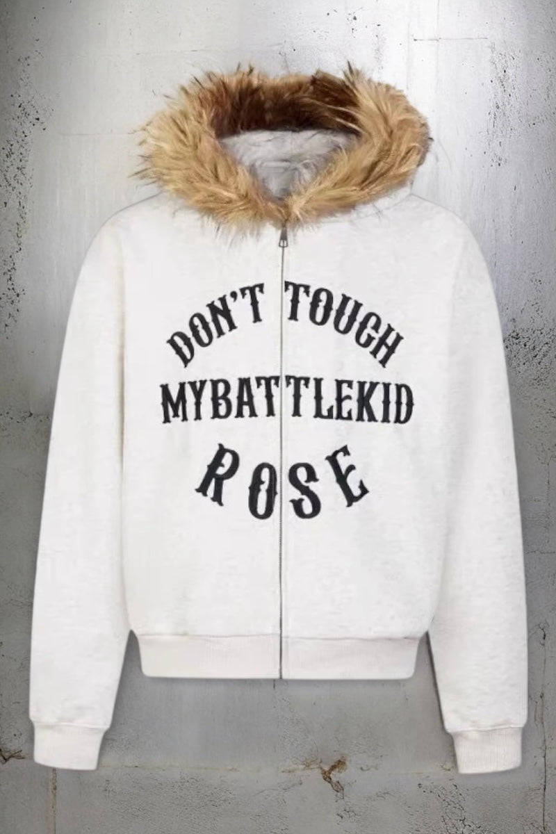 【3color】Fur Hood Graphic Hoodie mry001812