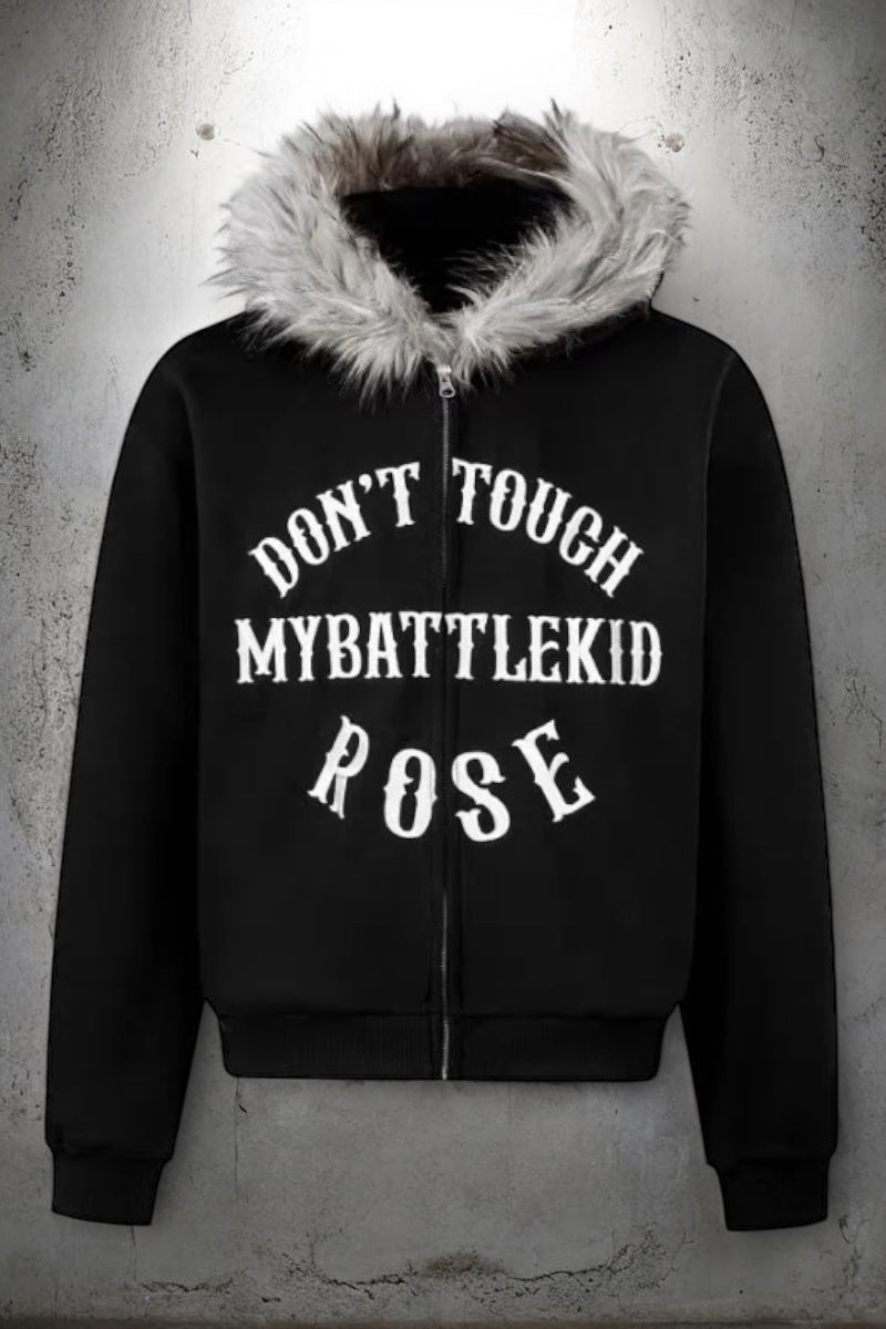 【3color】Fur Hood Graphic Hoodie mry001812