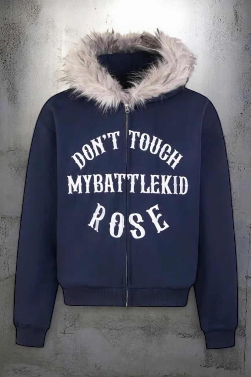 【3color】Fur Hood Graphic Hoodie mry001812