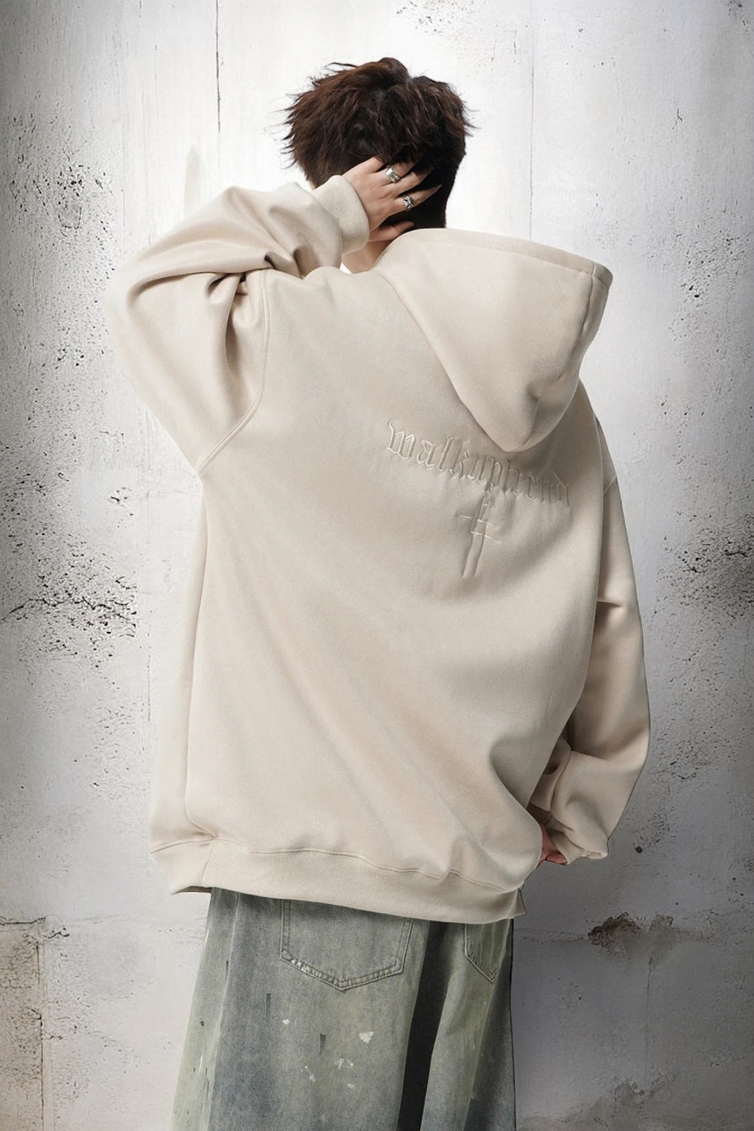 【評価★4.8以上/Tops】Minimal Cross Logo Oversized Hoodie mry001916