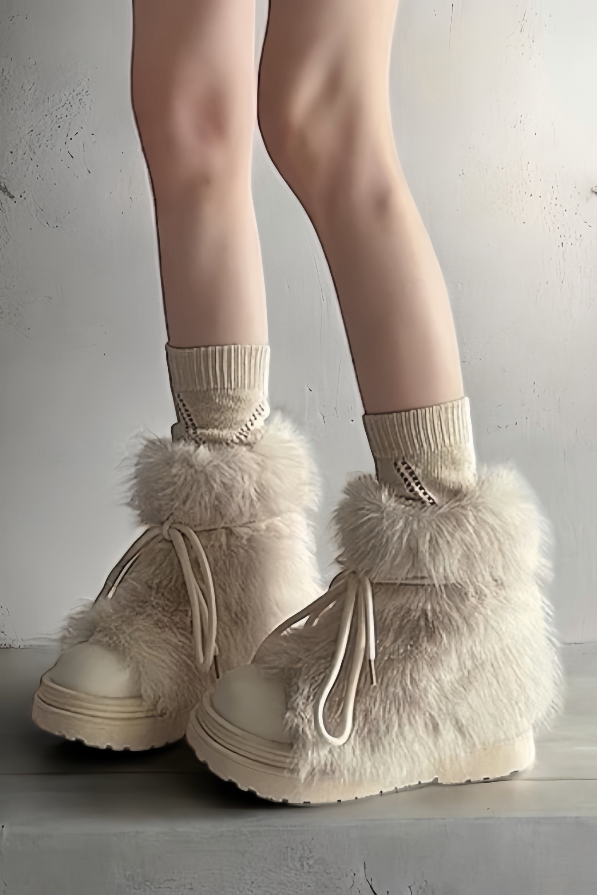 Faux Fur Lace-Up Boots mry002009