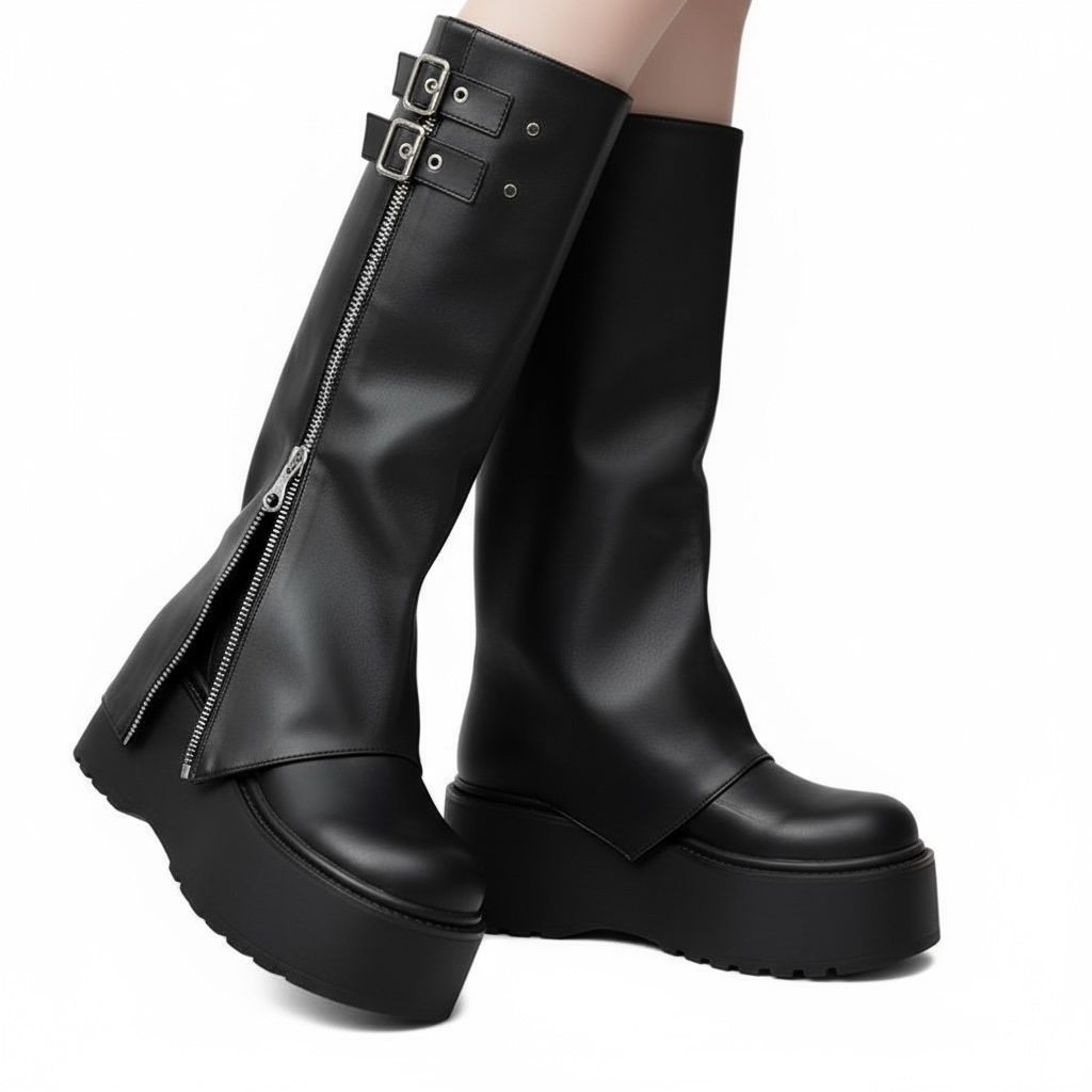 High-Sole Zip Long Boots mry001545