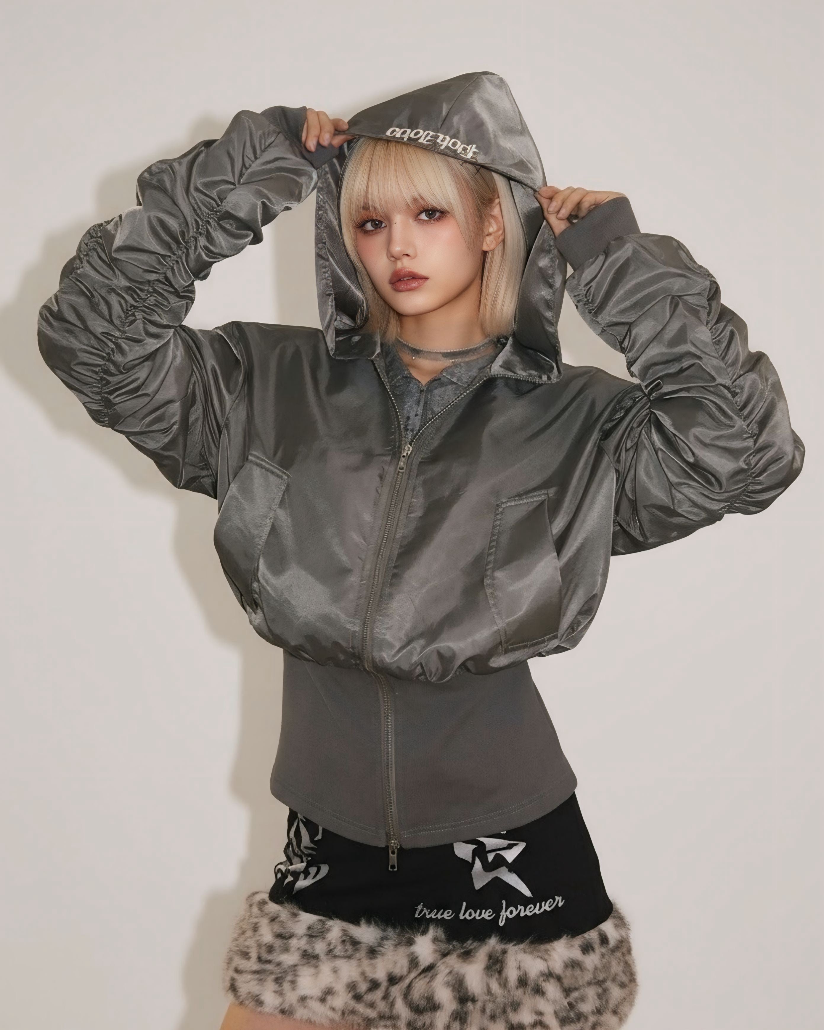 Gothic Hooded Bomber Jacket mry001986