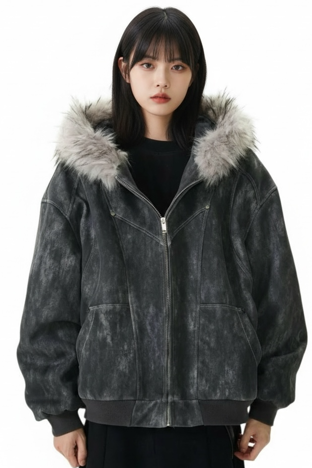 『評価★4.8以上/※再入荷未定⚡️』【2color】 Unisex Edge Line Design Boa Jacket mry001615