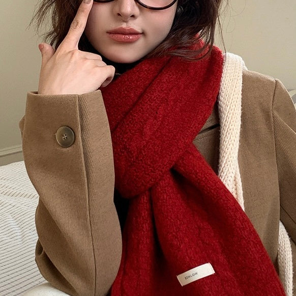 【Plaisir】3カラー展開 リブ編みニット マフラー mry001497