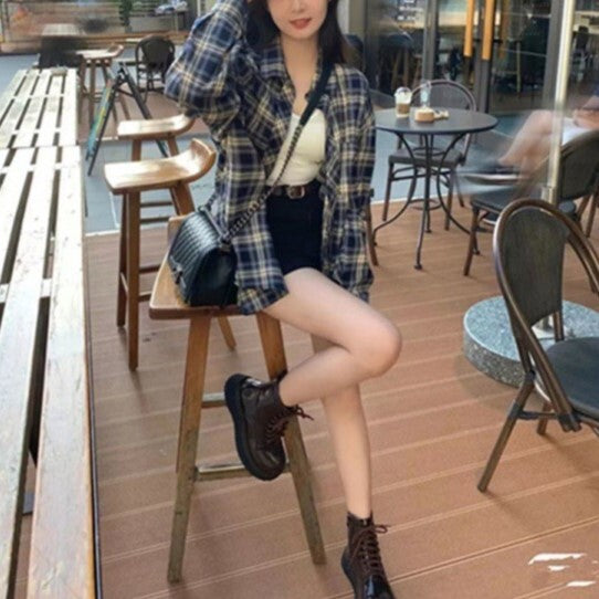 【送料無料】アメリカン チェック柄シャツ 韓国カジュアル 韓国シャツ 2023トレンド mry000571