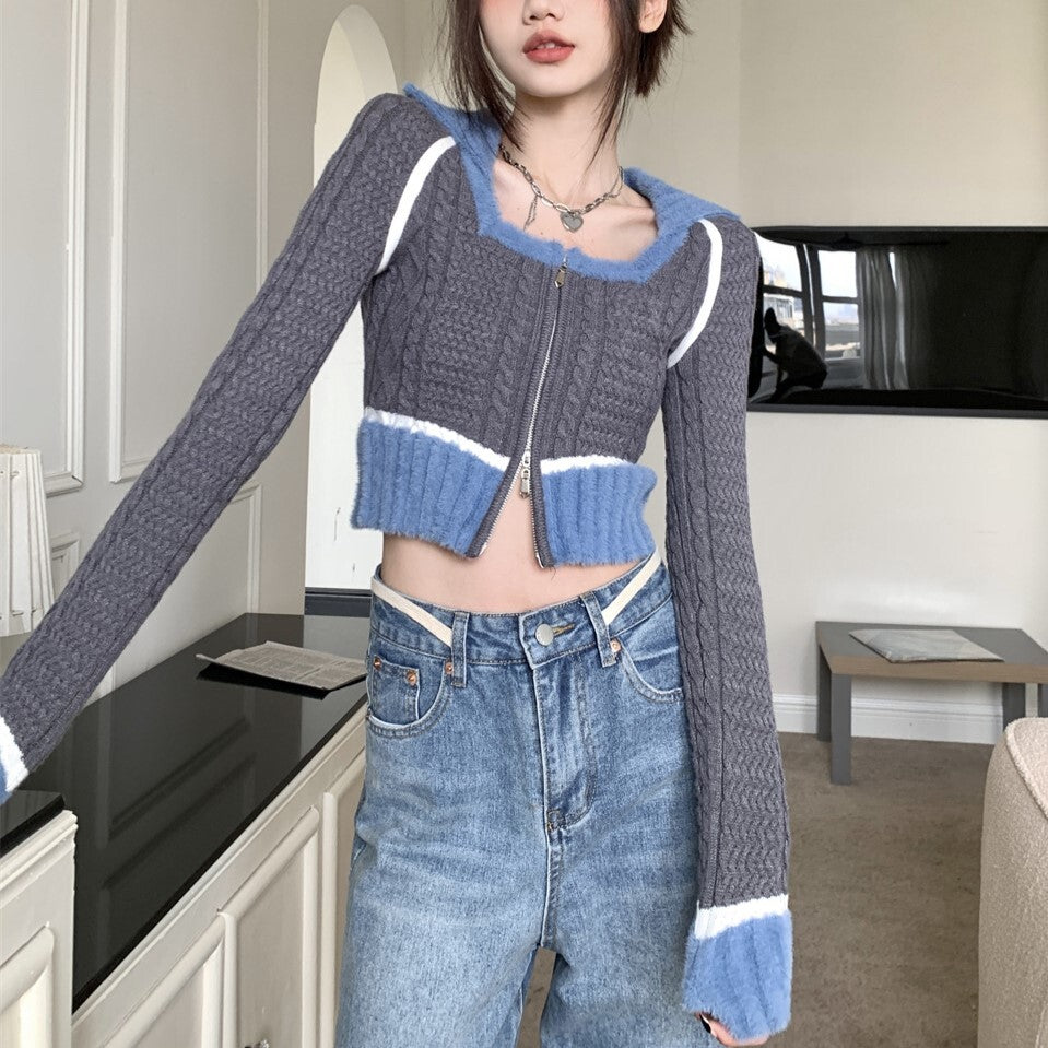 クロップド丈 ニットセーター mry000512
