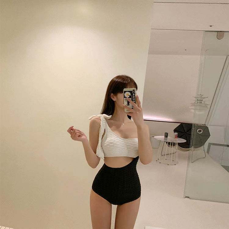 【送料無料】アシメントリー カジュアル バイカラー スイムウェア 韓国カジュアル 韓国ガーリー mry000757