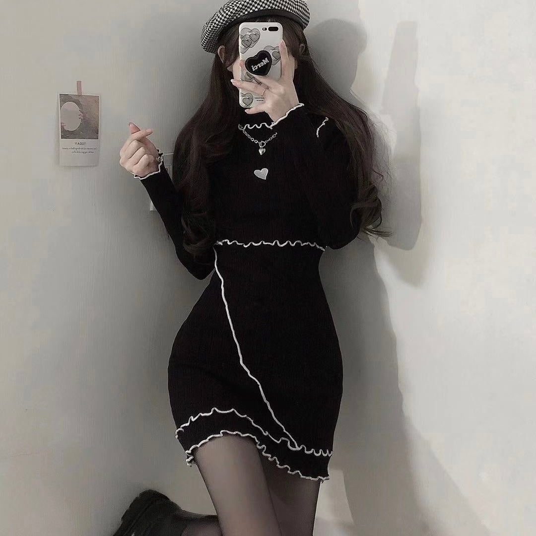 ハートステッチ スリムニットワンピース mry000414