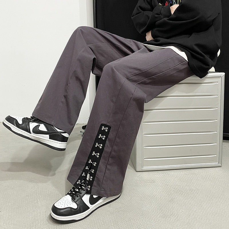 【送料無料】2カラー展開 2023SS ワイドレッグ デザインパンツ 韓国ストリート 韓国カジュアル mry000700