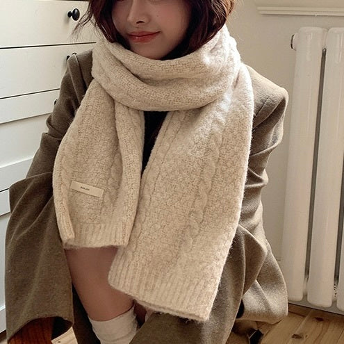 【Plaisir】3カラー展開 リブ編みニット マフラー mry001497