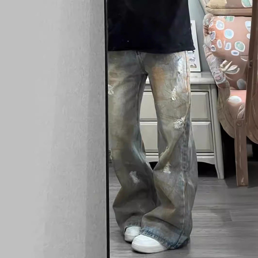 アメリカン 韓国ストリート 韓国カジュアル レトロ ヴィンテージ デニム ワイドパンツ mry001337