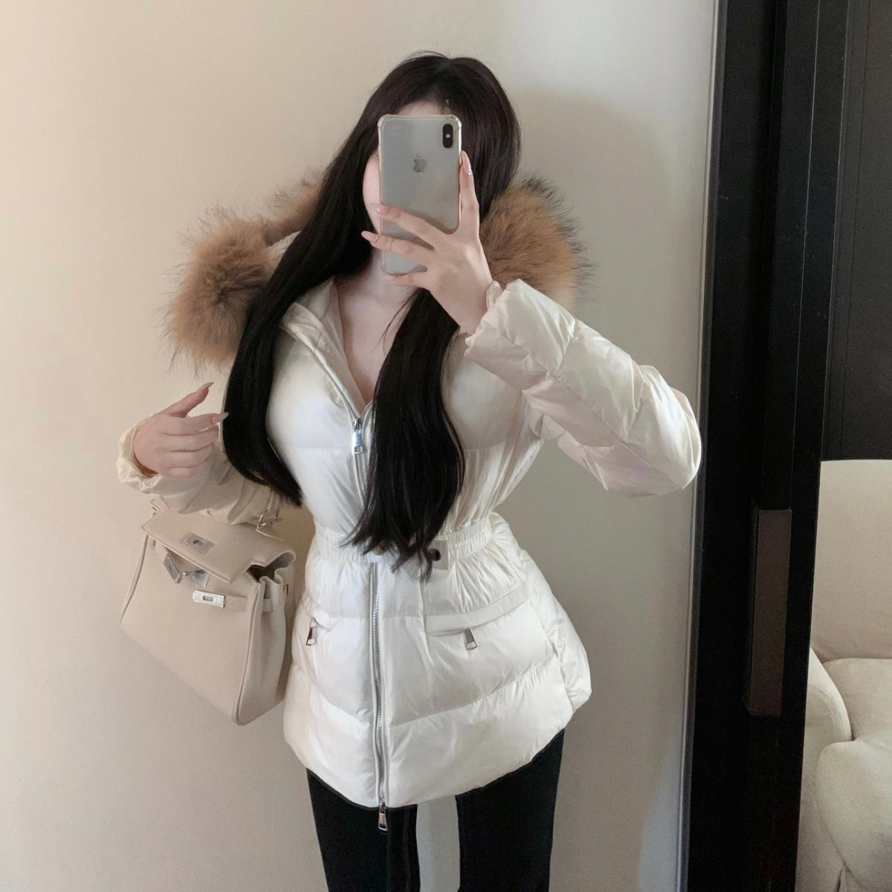 【Chéri】ファー付きダウンジャケット mry001474