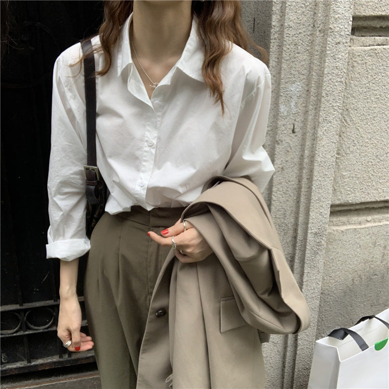 【送料無料】デザインシャツ 2カラー カラーシャツ フレンチ 韓国カジュアル mry000539