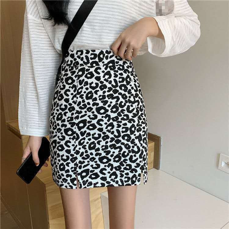 ヒョウ柄 Aライン ミニスカート mry000223