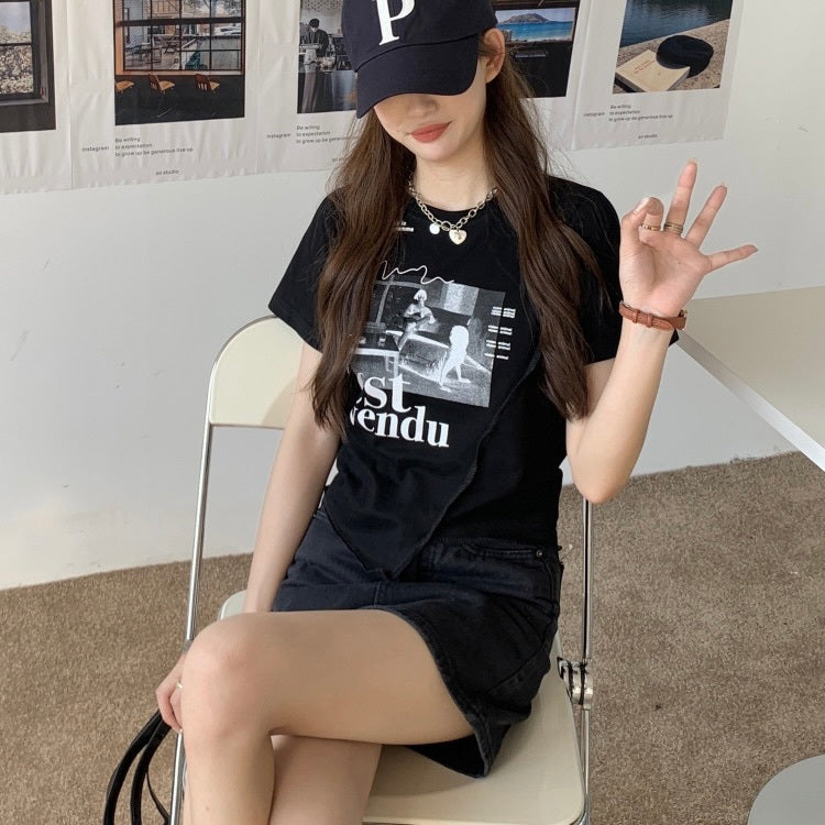 変形トップス 半袖 Tシャツ mry000015