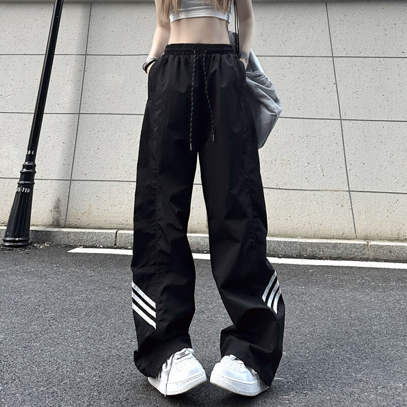 2カラー展開 2023SS ハイストリート スプライシング ルーズ ストレート パンツ ユニセックス 韓国ストリート 韓国カジュアル mry000912