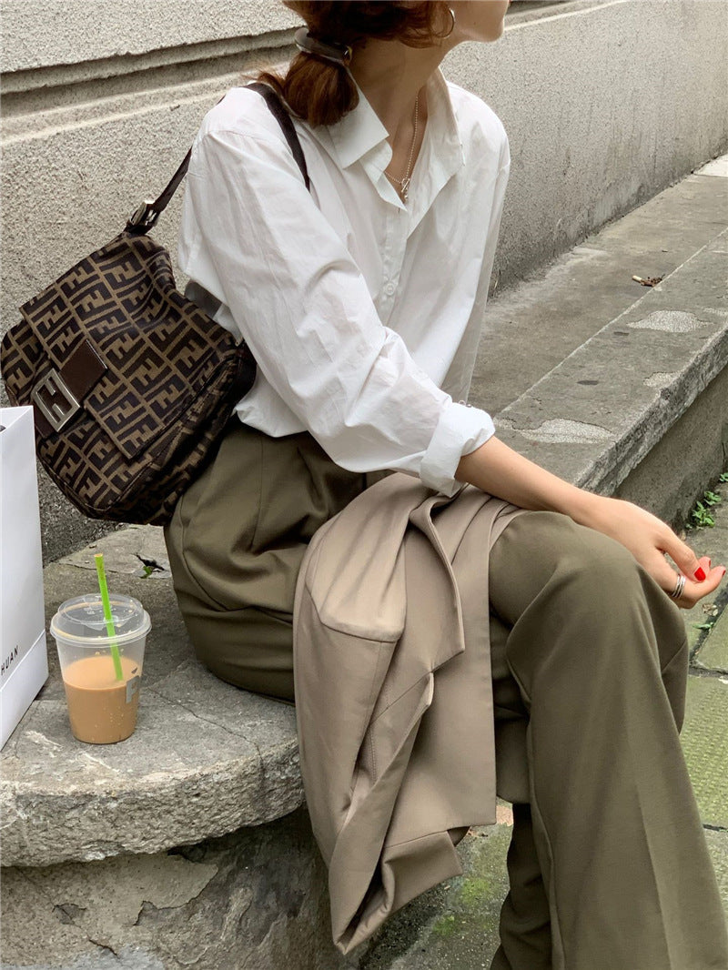 【送料無料】デザインシャツ 2カラー カラーシャツ フレンチ 韓国カジュアル mry000539