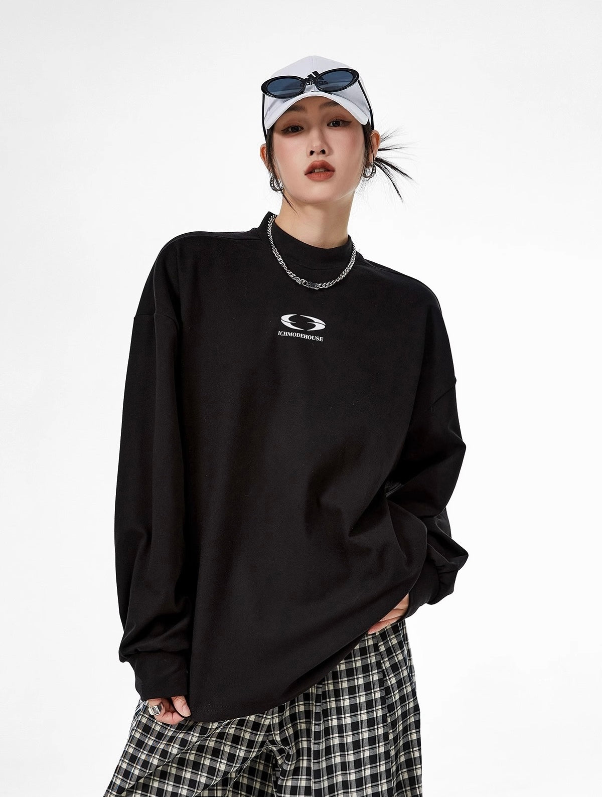 【3color】Monochrome Flow Mock Neck T-shirt mry001618