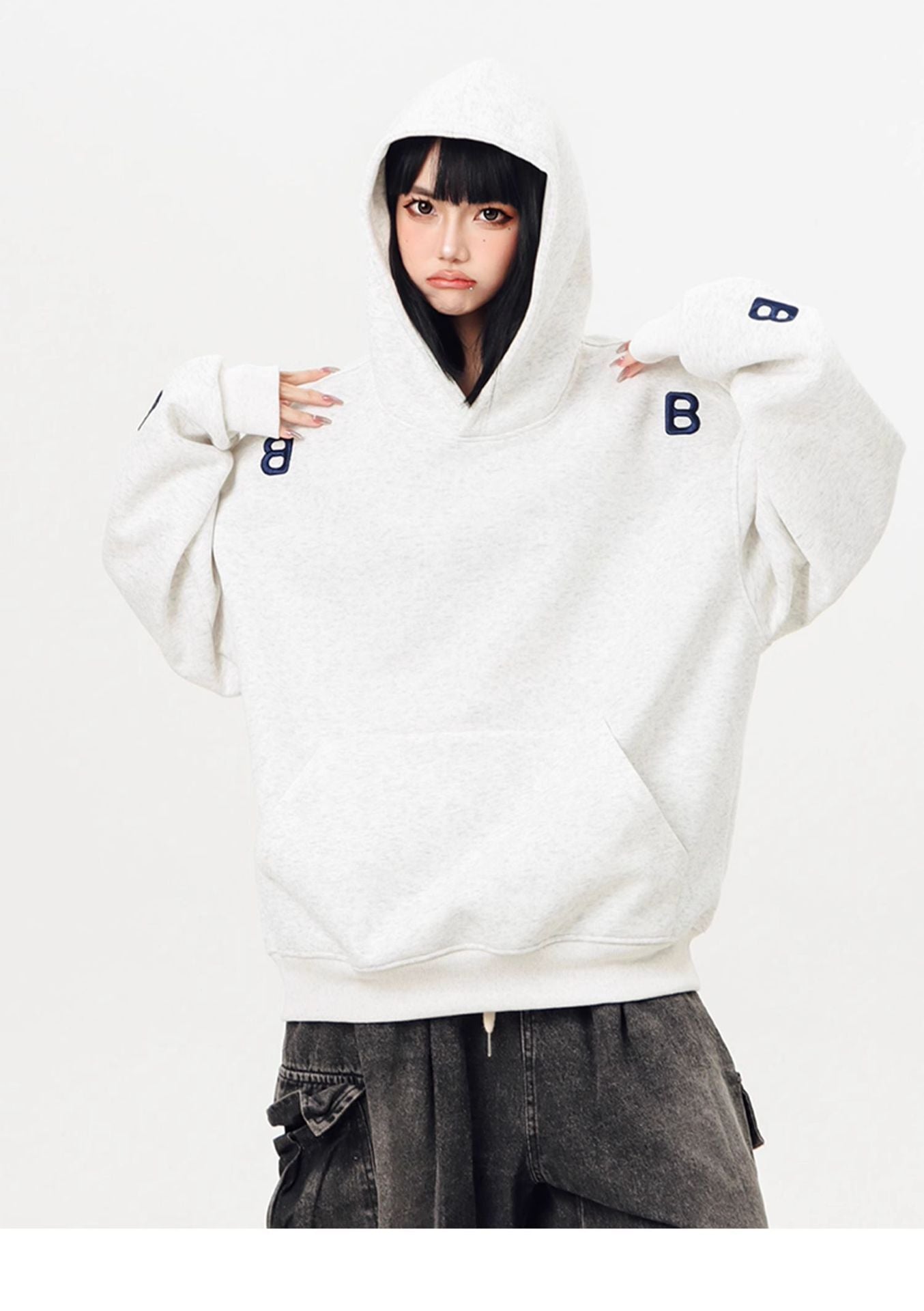 【2color】B-Emblem Oversized Hoodie mry001635