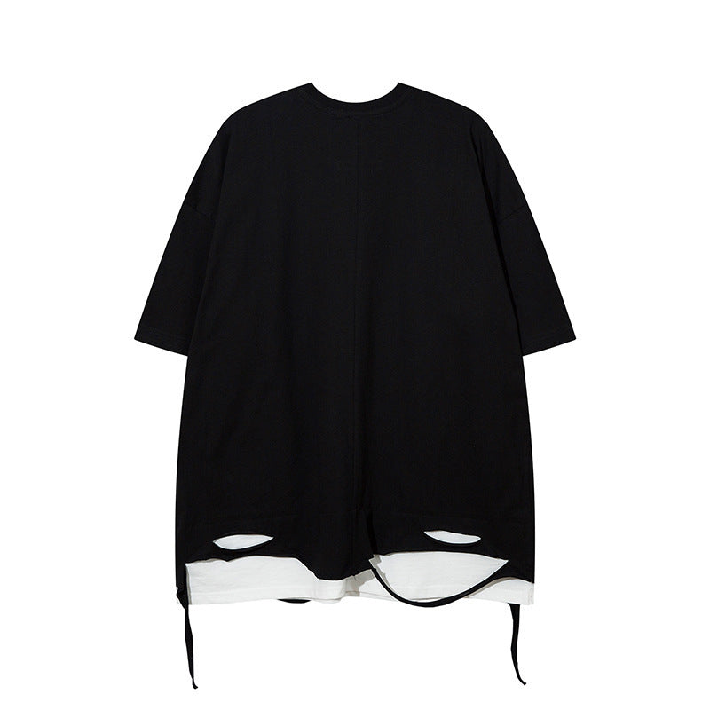 【2color】Layered Hem Grunge T-Shirt mry001648