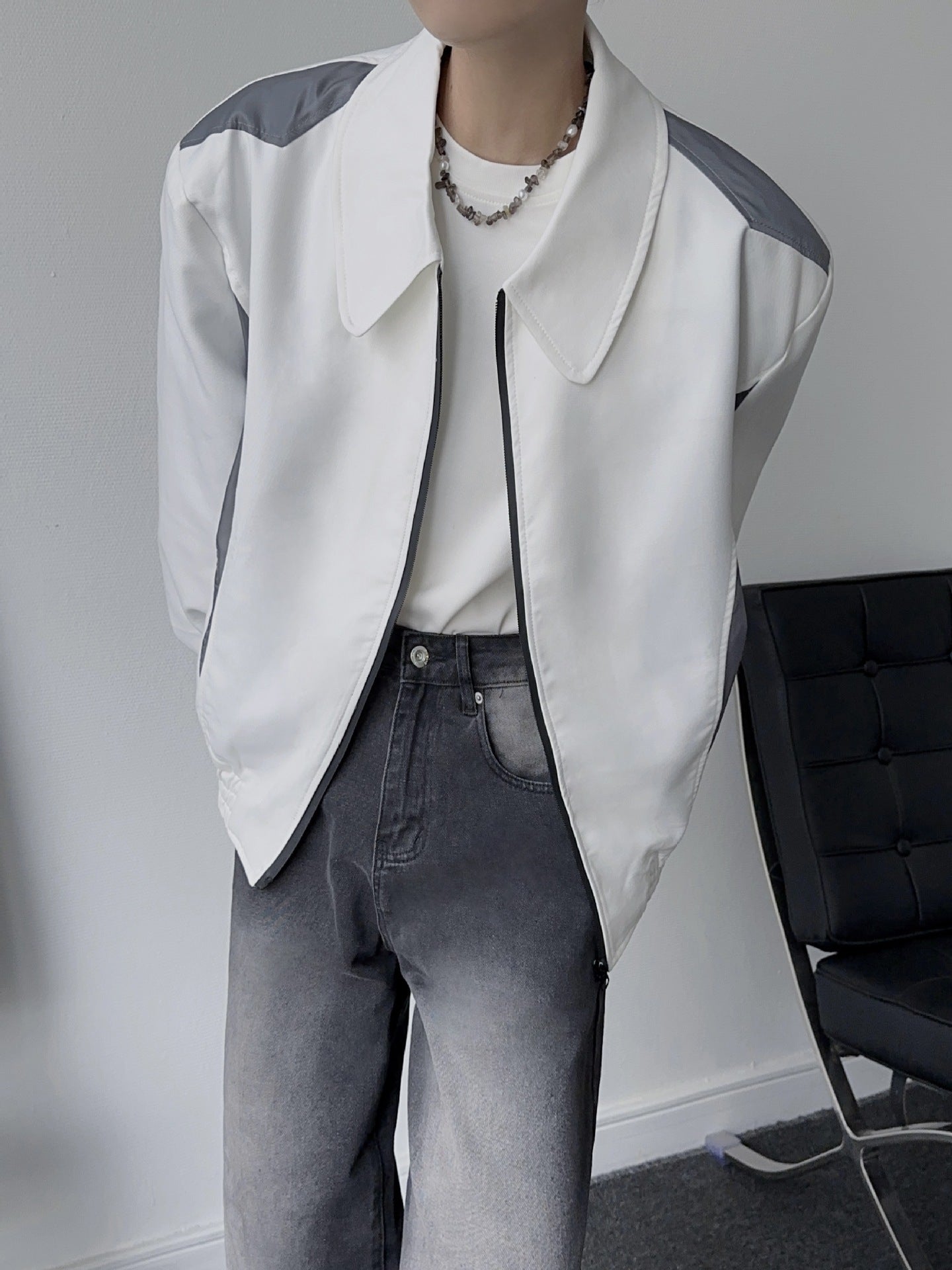 2カラー展開 韓国ストリート 韓国カジュアル シンプル モノトーン ジャケット mry001327