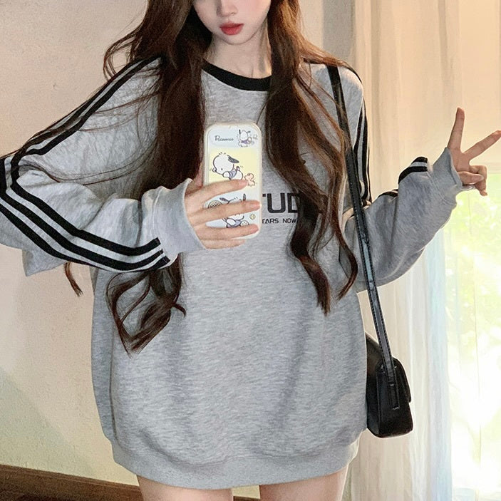 3カラー展開 ヨーロッパ 韓国カジュアル 韓国ストリート ロゴ付きスウェットシャツ mry001065