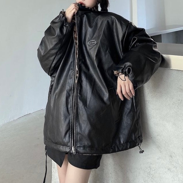 2カラー ヒョウ柄 リバーシブルジャケット mry000437