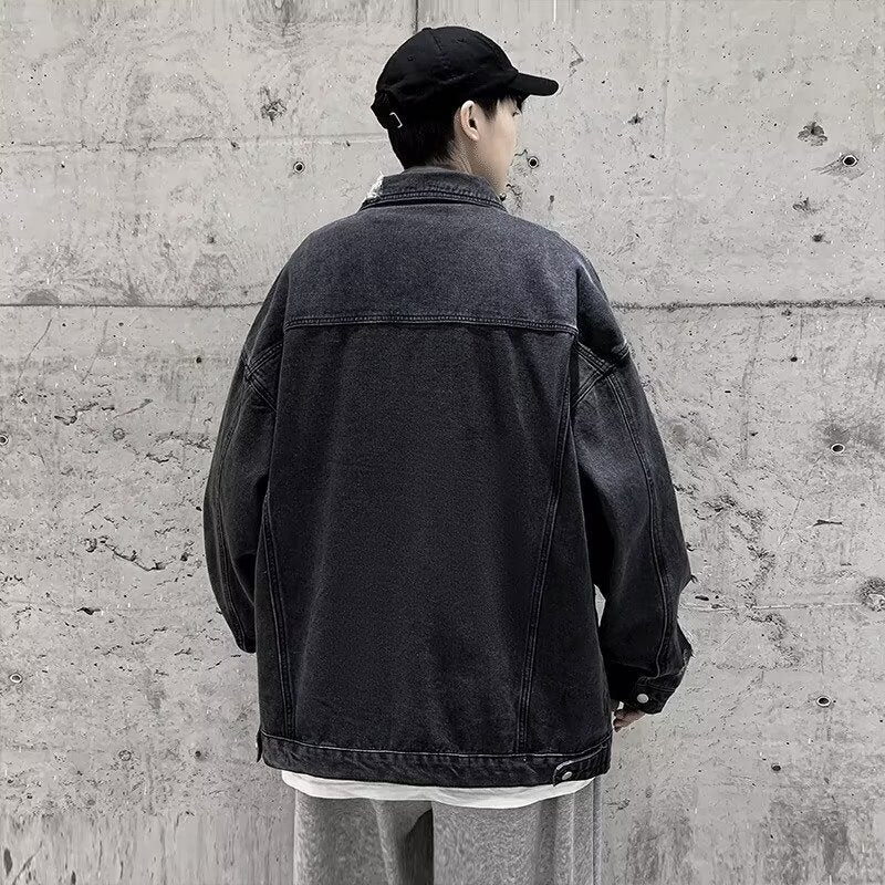 2カラー展開 韓国ストリート 韓国カジュアル ダメージ加工 ヴィンテージ デニム生地 ジャケット mry001251