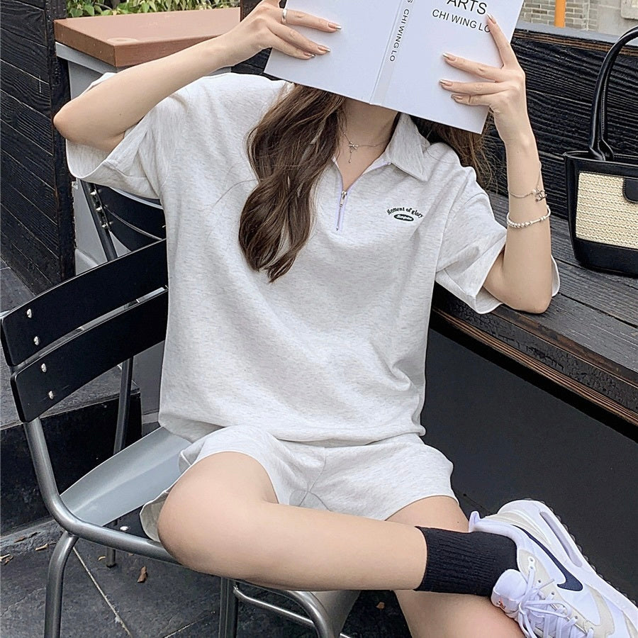 カジュアル ゆったり ハーフジッパー スウェット セット mry000071