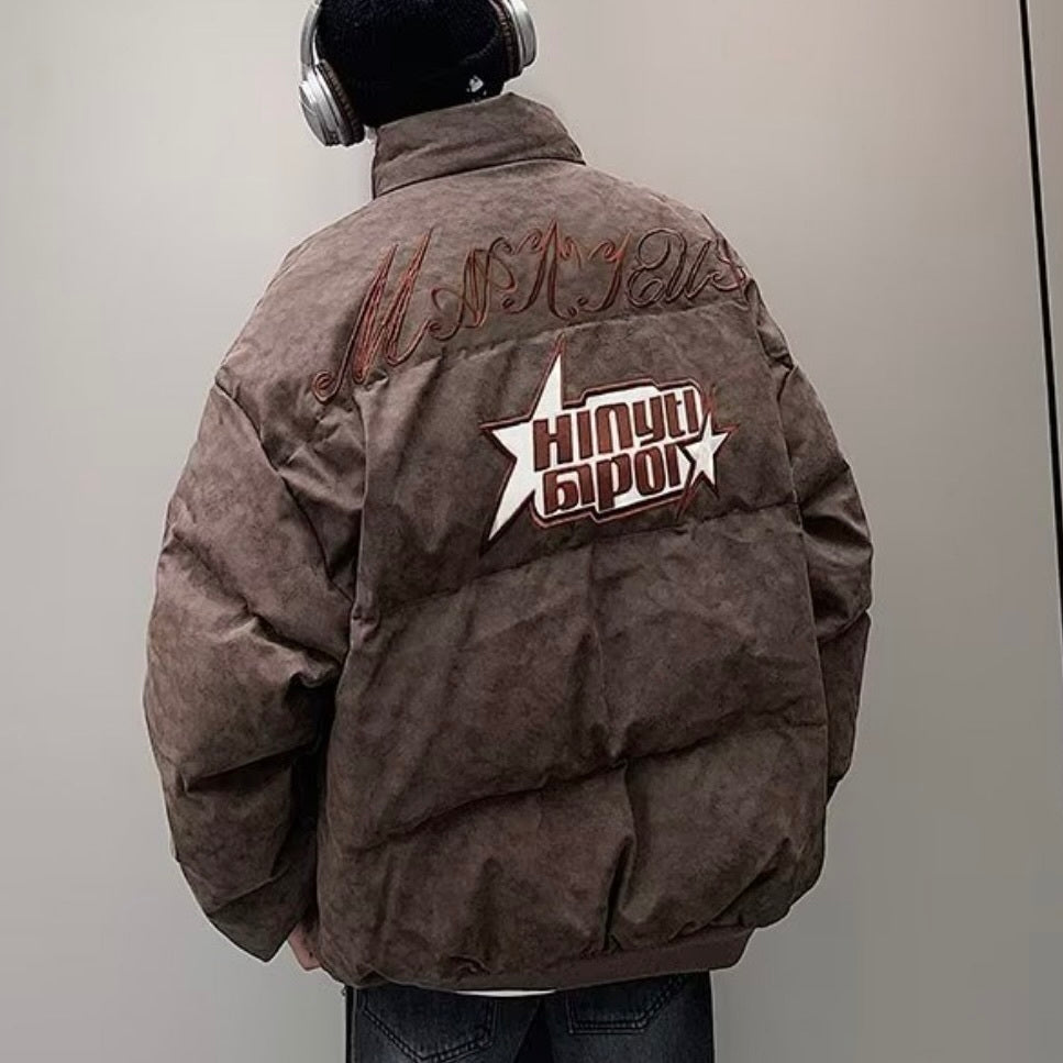 2カラー展開 アメリカン 韓国ストリート 韓国カジュアル トレンド レトロ 刺繍 ダウンジャケット mry001417