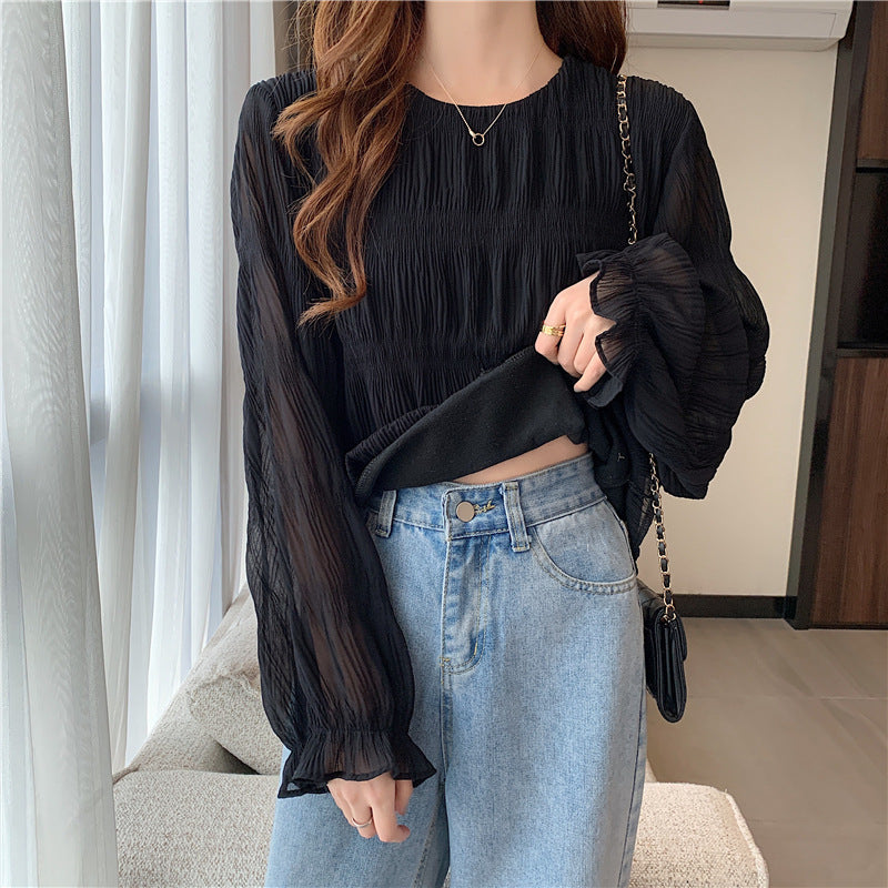 【送料無料】春シャツ 長袖 フレンチガーリー 韓国カジュアル 韓国ガーリー 韓国カジュアル 新作 mry000543