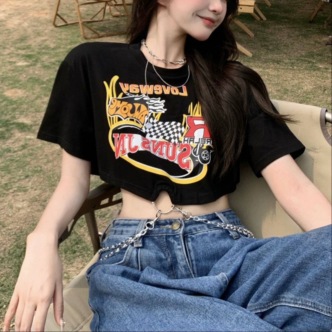 2023SS アメリカン レトロ オールマッチ 半袖 Tシャツ 韓国ストリート 韓国カジュアル mry000703