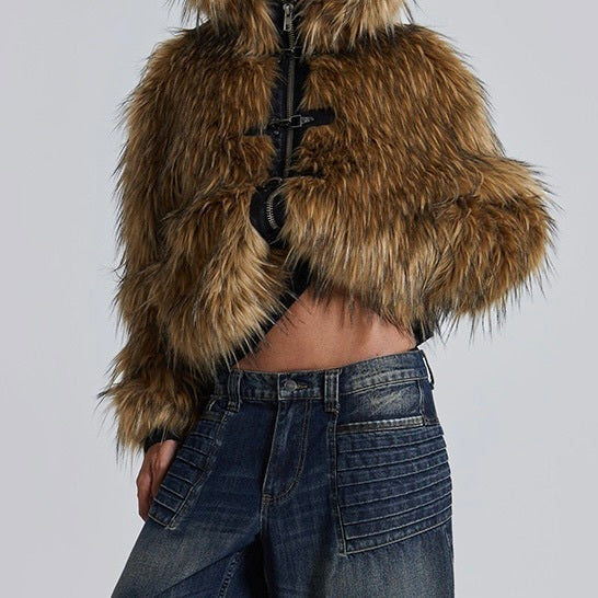 【高品質】フェイクファー フーディジャケット mry001562