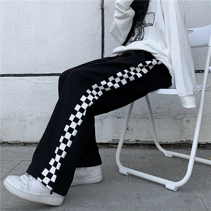 チェックライン ワイドレッグ パンツ mry000171