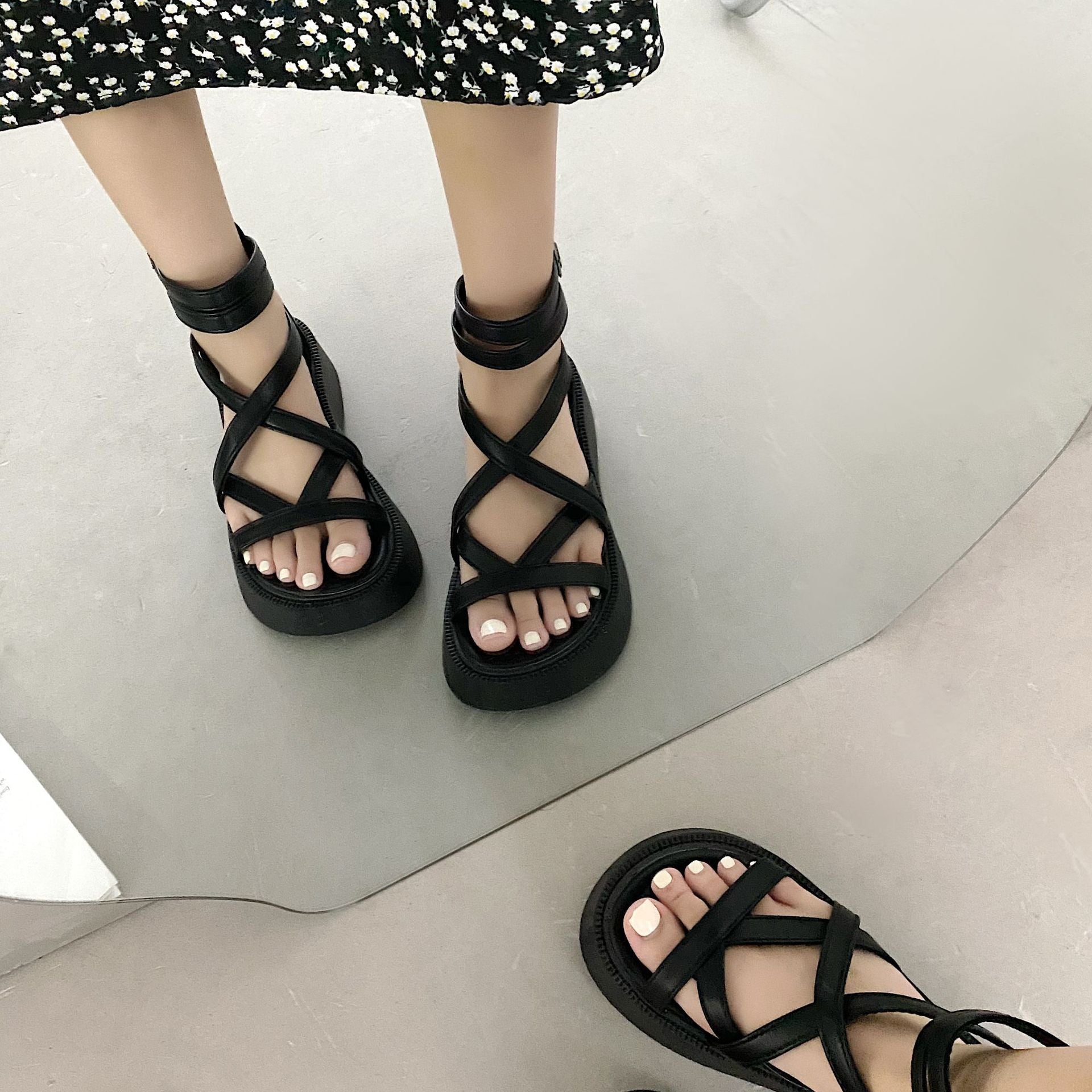 厚底 丸トゥ 網おろし サンダル mry000194