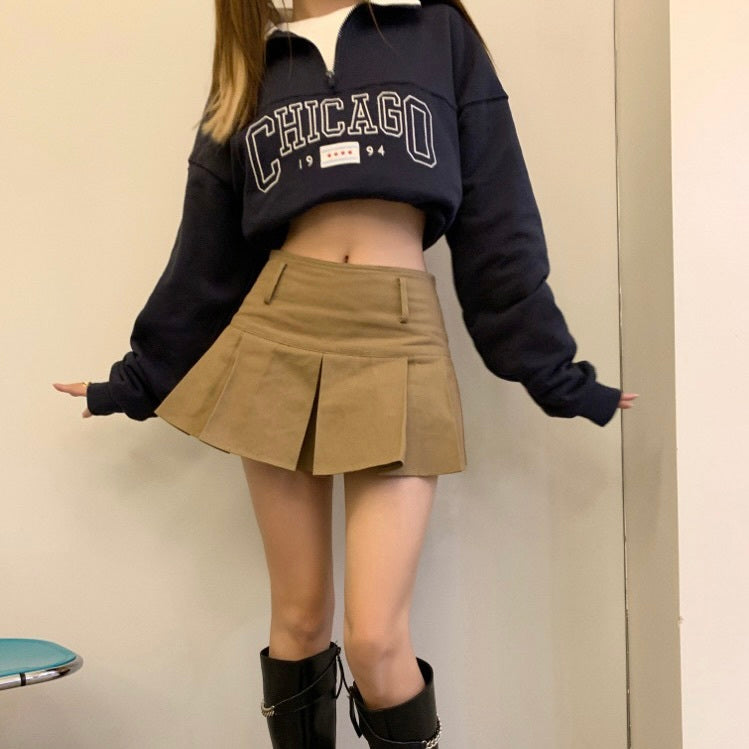 【送料無料】ウエストAライン プリーツスカート 韓国 カジュアル カレッジスタイル 綺麗め 細見え mry000637